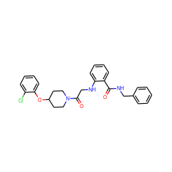 O=C(NCc1ccccc1)c1ccccc1NCC(=O)N1CCC(Oc2ccccc2Cl)CC1 ZINC000028704839