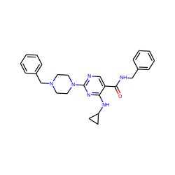 O=C(NCc1ccccc1)c1cnc(N2CCN(Cc3ccccc3)CC2)nc1NC1CC1 ZINC000072112946