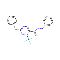 O=C(NCc1ccccc1)c1cnc(Nc2ccccc2)nc1C(F)(F)F ZINC000028645226