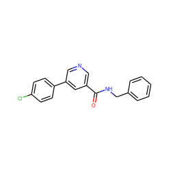 O=C(NCc1ccccc1)c1cncc(-c2ccc(Cl)cc2)c1 ZINC000036348898