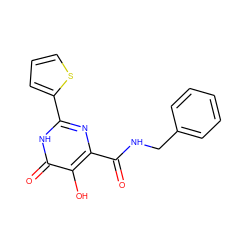 O=C(NCc1ccccc1)c1nc(-c2cccs2)[nH]c(=O)c1O ZINC000014979588