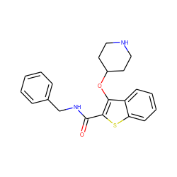 O=C(NCc1ccccc1)c1sc2ccccc2c1OC1CCNCC1 ZINC000095593263