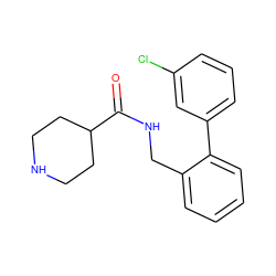 O=C(NCc1ccccc1-c1cccc(Cl)c1)C1CCNCC1 ZINC000049046924