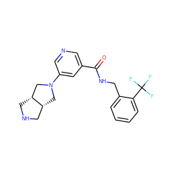 O=C(NCc1ccccc1C(F)(F)F)c1cncc(N2C[C@@H]3CNC[C@@H]3C2)c1 ZINC000073157152