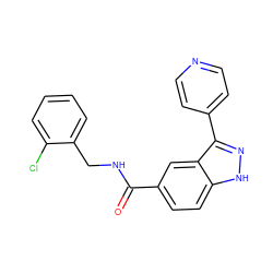 O=C(NCc1ccccc1Cl)c1ccc2[nH]nc(-c3ccncc3)c2c1 ZINC000653849857