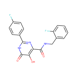 O=C(NCc1ccccc1F)c1nc(-c2ccc(F)cc2)[nH]c(=O)c1O ZINC000205693888