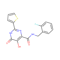 O=C(NCc1ccccc1F)c1nc(-c2cccs2)[nH]c(=O)c1O ZINC000028820298