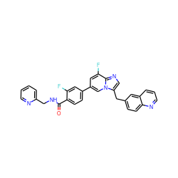 O=C(NCc1ccccn1)c1ccc(-c2cc(F)c3ncc(Cc4ccc5ncccc5c4)n3c2)cc1F ZINC000473128002