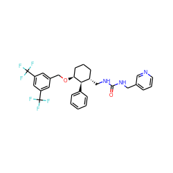 O=C(NCc1cccnc1)NC[C@H]1CCC[C@H](OCc2cc(C(F)(F)F)cc(C(F)(F)F)c2)[C@@H]1c1ccccc1 ZINC000028765443