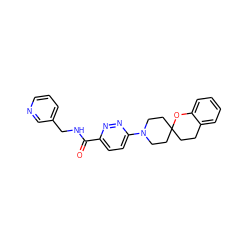 O=C(NCc1cccnc1)c1ccc(N2CCC3(CCc4ccccc4O3)CC2)nn1 ZINC000043195413