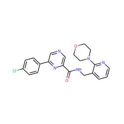 O=C(NCc1cccnc1N1CCOCC1)c1cncc(-c2ccc(Cl)cc2)n1 ZINC000064448700