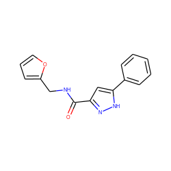 O=C(NCc1ccco1)c1cc(-c2ccccc2)[nH]n1 ZINC000007752640