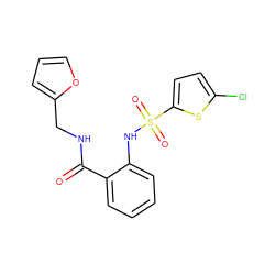 O=C(NCc1ccco1)c1ccccc1NS(=O)(=O)c1ccc(Cl)s1 ZINC000002636392