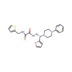 O=C(NCc1cccs1)C(=O)NC[C@@H](c1ccco1)N1CCN(c2ccccc2)CC1 ZINC000056945226