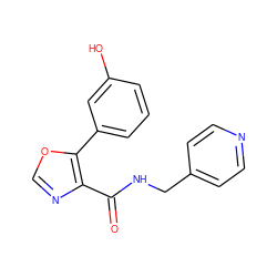 O=C(NCc1ccncc1)c1ncoc1-c1cccc(O)c1 ZINC000073312038