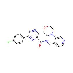 O=C(NCc1ccncc1N1CCOCC1)c1cncc(-c2ccc(Cl)cc2)n1 ZINC000064454284