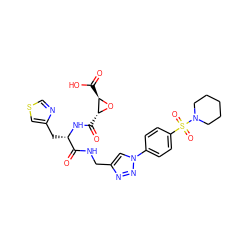 O=C(NCc1cn(-c2ccc(S(=O)(=O)N3CCCCC3)cc2)nn1)[C@H](Cc1cscn1)NC(=O)[C@H]1O[C@@H]1C(=O)O ZINC000096917543