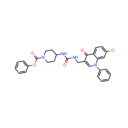 O=C(NCc1cn(-c2ccccc2)c2cc(Cl)ccc2c1=O)NC1CCN(C(=O)Oc2ccccc2)CC1 ZINC000096170283