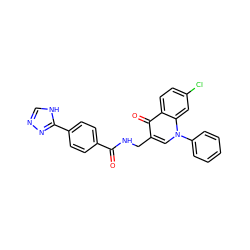 O=C(NCc1cn(-c2ccccc2)c2cc(Cl)ccc2c1=O)c1ccc(-c2nnc[nH]2)cc1 ZINC000169694277