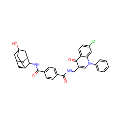 O=C(NCc1cn(-c2ccccc2)c2cc(Cl)ccc2c1=O)c1ccc(C(=O)NC2[C@H]3CC4C[C@H]2CC(O)(C4)C3)cc1 ZINC000100623624