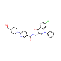 O=C(NCc1cn(-c2ccccc2)c2cc(Cl)ccc2c1=O)c1ccc(N2CCC(CO)CC2)nc1 ZINC000096170159