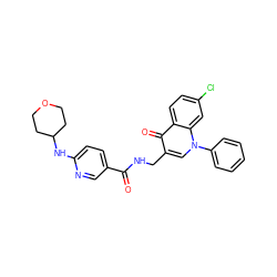 O=C(NCc1cn(-c2ccccc2)c2cc(Cl)ccc2c1=O)c1ccc(NC2CCOCC2)nc1 ZINC000096170170