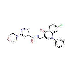 O=C(NCc1cn(-c2ccccc2)c2cc(Cl)ccc2c1=O)c1ccnc(N2CCOCC2)c1 ZINC000096170121