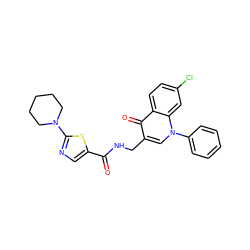 O=C(NCc1cn(-c2ccccc2)c2cc(Cl)ccc2c1=O)c1cnc(N2CCCCC2)s1 ZINC000096170183