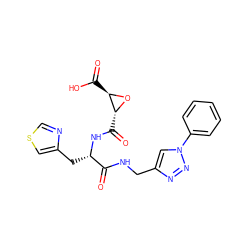 O=C(NCc1cn(-c2ccccc2)nn1)[C@H](Cc1cscn1)NC(=O)[C@H]1O[C@@H]1C(=O)O ZINC000096917541