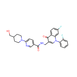 O=C(NCc1cn(-c2ccccc2F)c2cc(F)ccc2c1=O)c1ccc(N2CCC(CO)CC2)nc1 ZINC000096170198