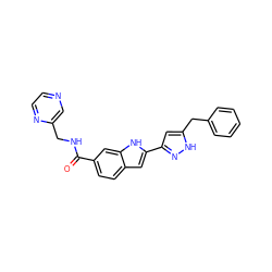 O=C(NCc1cnccn1)c1ccc2cc(-c3cc(Cc4ccccc4)[nH]n3)[nH]c2c1 ZINC000049803413