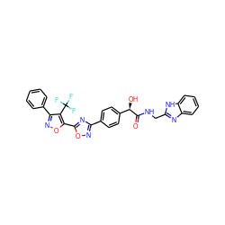 O=C(NCc1nc2ccccc2[nH]1)[C@H](O)c1ccc(-c2noc(-c3onc(-c4ccccc4)c3C(F)(F)F)n2)cc1 ZINC000167316961