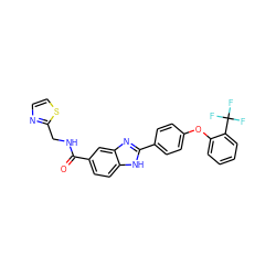 O=C(NCc1nccs1)c1ccc2[nH]c(-c3ccc(Oc4ccccc4C(F)(F)F)cc3)nc2c1 ZINC000043203168