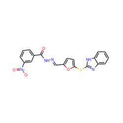 O=C(NN=Cc1ccc(Sc2nc3ccccc3[nH]2)o1)c1cccc([N+](=O)[O-])c1 ZINC000254741903