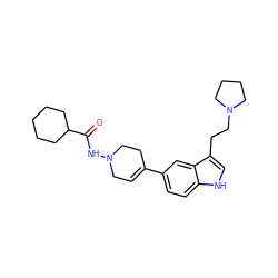 O=C(NN1CC=C(c2ccc3[nH]cc(CCN4CCCC4)c3c2)CC1)C1CCCCC1 ZINC000027847653