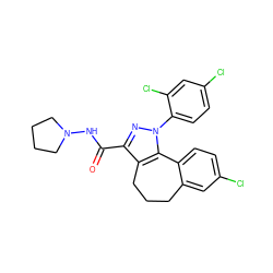 O=C(NN1CCCC1)c1nn(-c2ccc(Cl)cc2Cl)c2c1CCCc1cc(Cl)ccc1-2 ZINC000013676066