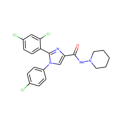 O=C(NN1CCCCC1)c1cn(-c2ccc(Cl)cc2)c(-c2ccc(Cl)cc2Cl)n1 ZINC000013611847