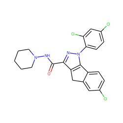 O=C(NN1CCCCC1)c1nn(-c2ccc(Cl)cc2Cl)c2c1Cc1cc(Cl)ccc1-2 ZINC000013476360