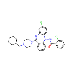 O=C(NN1c2ccc(Cl)cc2N=C(N2CCN(CC3CCCCC3)CC2)c2ccccc21)c1ccccc1Cl ZINC000036188219