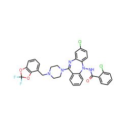 O=C(NN1c2ccc(Cl)cc2N=C(N2CCN(Cc3cccc4c3OC(F)(F)O4)CC2)c2ccccc21)c1ccccc1Cl ZINC000049778330