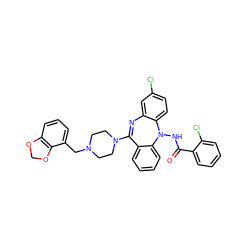 O=C(NN1c2ccc(Cl)cc2N=C(N2CCN(Cc3cccc4c3OCO4)CC2)c2ccccc21)c1ccccc1Cl ZINC000036188210