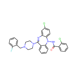 O=C(NN1c2ccc(Cl)cc2N=C(N2CCN(Cc3ccccc3F)CC2)c2ccccc21)c1ccccc1Cl ZINC000036188224