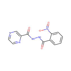 O=C(NNC(=O)c1ccccc1[N+](=O)[O-])c1cnccn1 ZINC000000260109