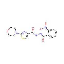 O=C(NNC(=O)c1ccccc1[N+](=O)[O-])c1csc(N2CCOCC2)n1 ZINC000012802492