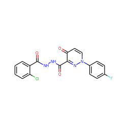 O=C(NNC(=O)c1nn(-c2ccc(F)cc2)ccc1=O)c1ccccc1Cl ZINC000001047906