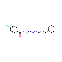 O=C(NNC(=S)NCCCCC1CCCCC1)c1ccc(Cl)cc1 ZINC000096285250