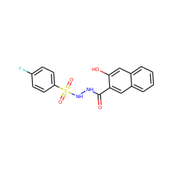 O=C(NNS(=O)(=O)c1ccc(F)cc1)c1cc2ccccc2cc1O ZINC000000829220