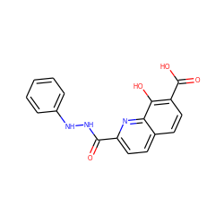 O=C(NNc1ccccc1)c1ccc2ccc(C(=O)O)c(O)c2n1 ZINC000026497837