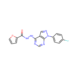 O=C(NNc1ncnc2c1cnn2-c1ccc(F)cc1)c1ccco1 ZINC000017169643