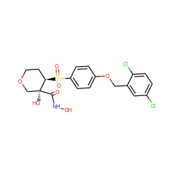 O=C(NO)[C@@]1(O)COCC[C@H]1S(=O)(=O)c1ccc(OCc2cc(Cl)ccc2Cl)cc1 ZINC000028356795